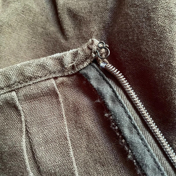 Ann Taylor Linen Skirt Embroidered Floral Brown Size 4 Petite - Picture 6 of 9